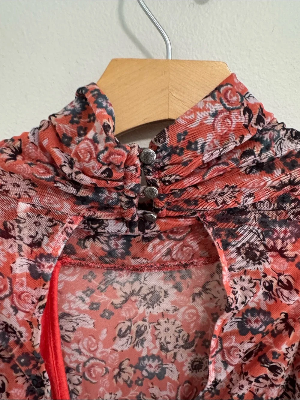 Free People Poppy Floral Mesh Blouse